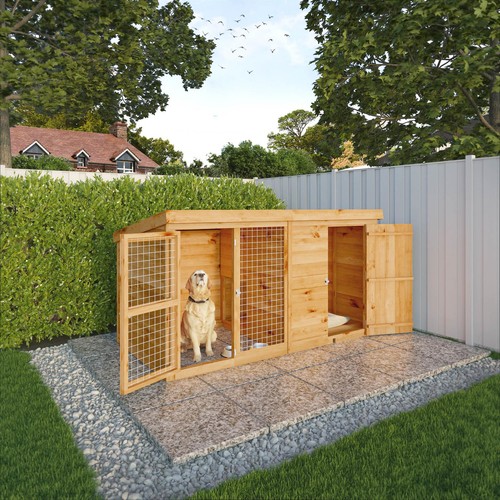 Wooden dog kennel run - dog,