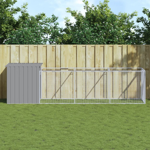 Dog house with run - , grey